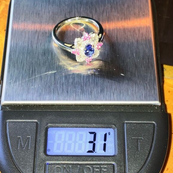 AAA Tanzanite Moissanite Sterling Silver Ring Size 7 - Picture 9 of 9